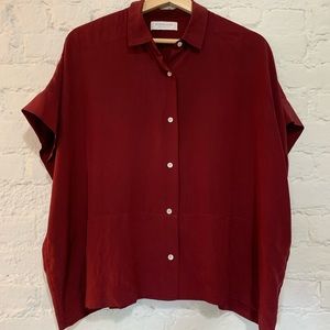 Everlane Clean Silk Short-Sleeve Square Shirt, 6